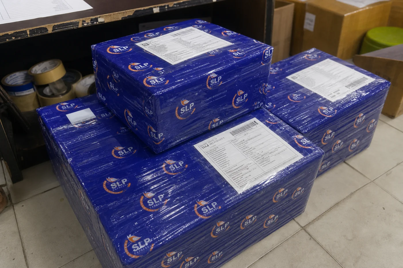 Packed international courier parcel prepared in Hyderabad for delivery to Austria