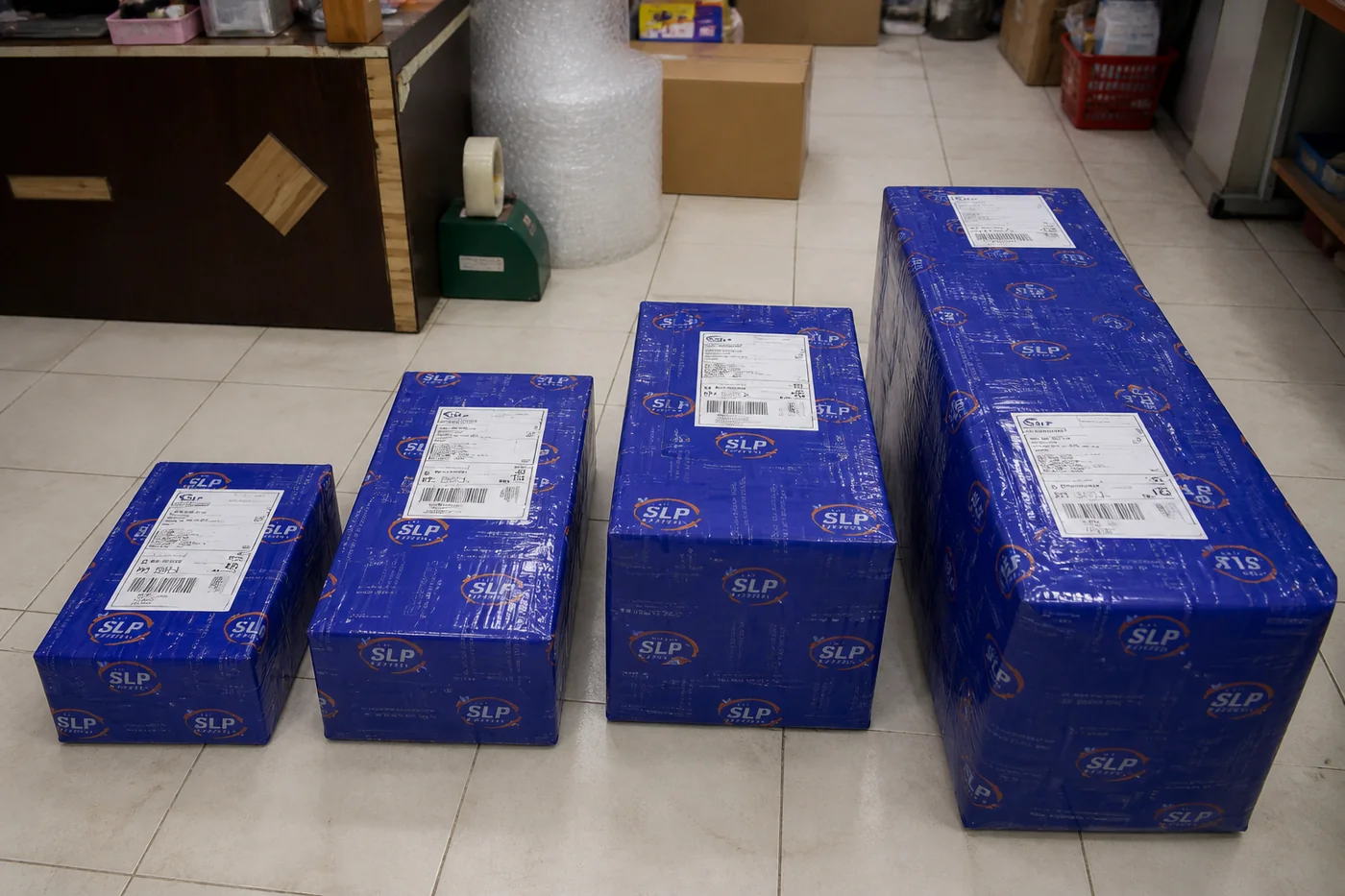 Packed international courier parcel prepared in Hyderabad for delivery to Bulgaria