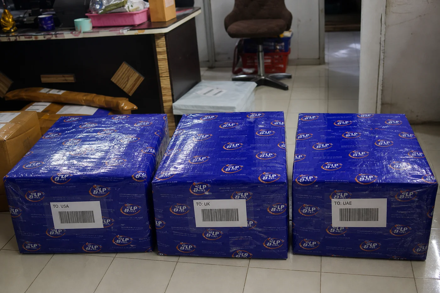 Packed international courier parcel prepared in Hyderabad for delivery to Czechia