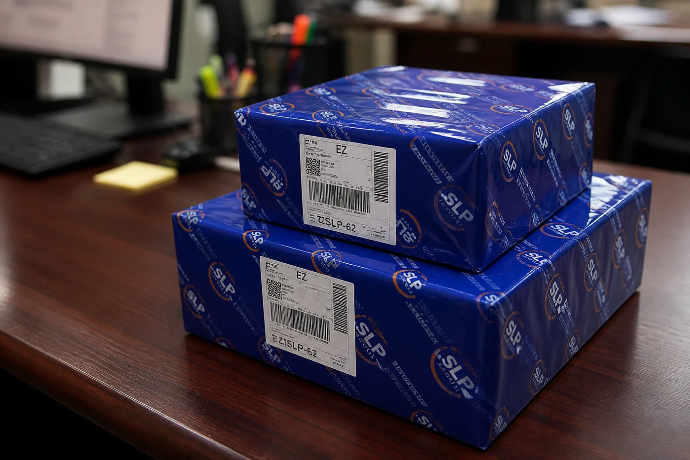 Packed international courier parcel prepared in Hyderabad for delivery to Portugal