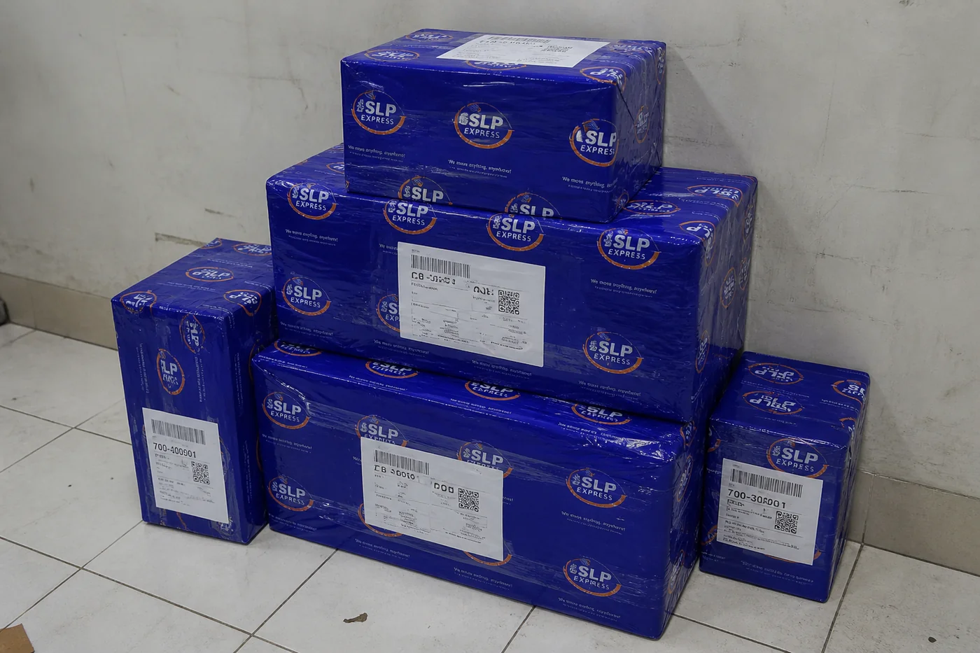 Packed international courier parcel prepared in Hyderabad for delivery to Belgium
