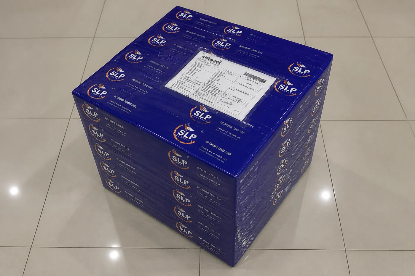 Packed international courier parcel prepared in Hyderabad for delivery to Luxembourg