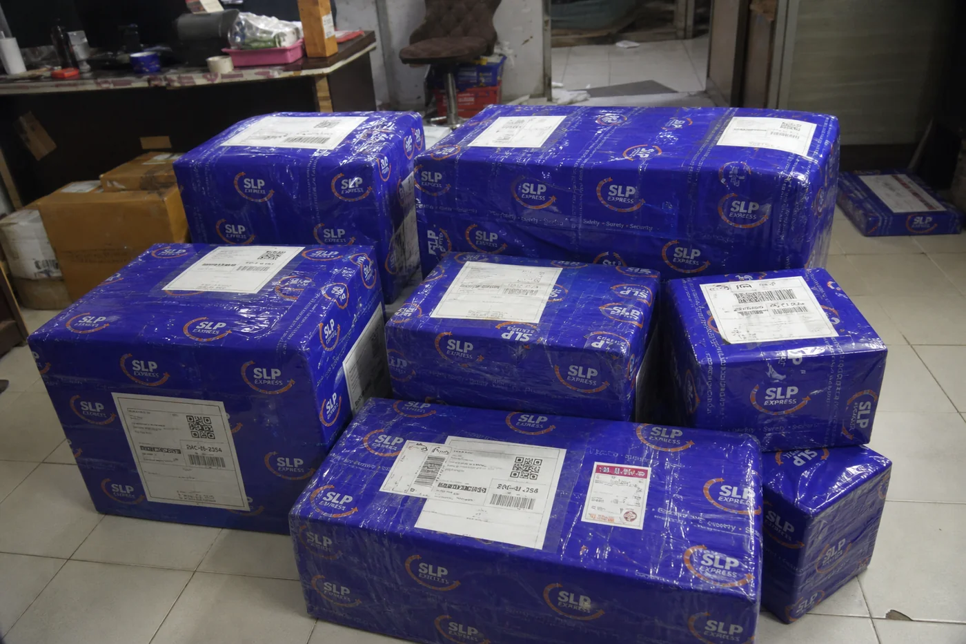 Packed international courier parcel prepared in Hyderabad for delivery to Nigeria