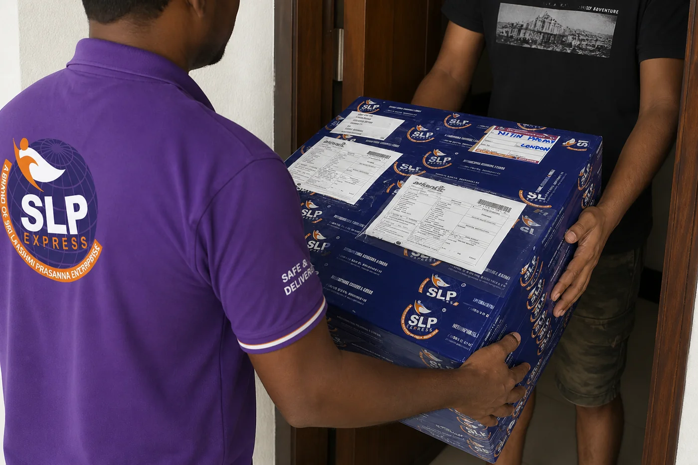 SLP Express collecting an international courier parcel in Hyderabad for Latvia