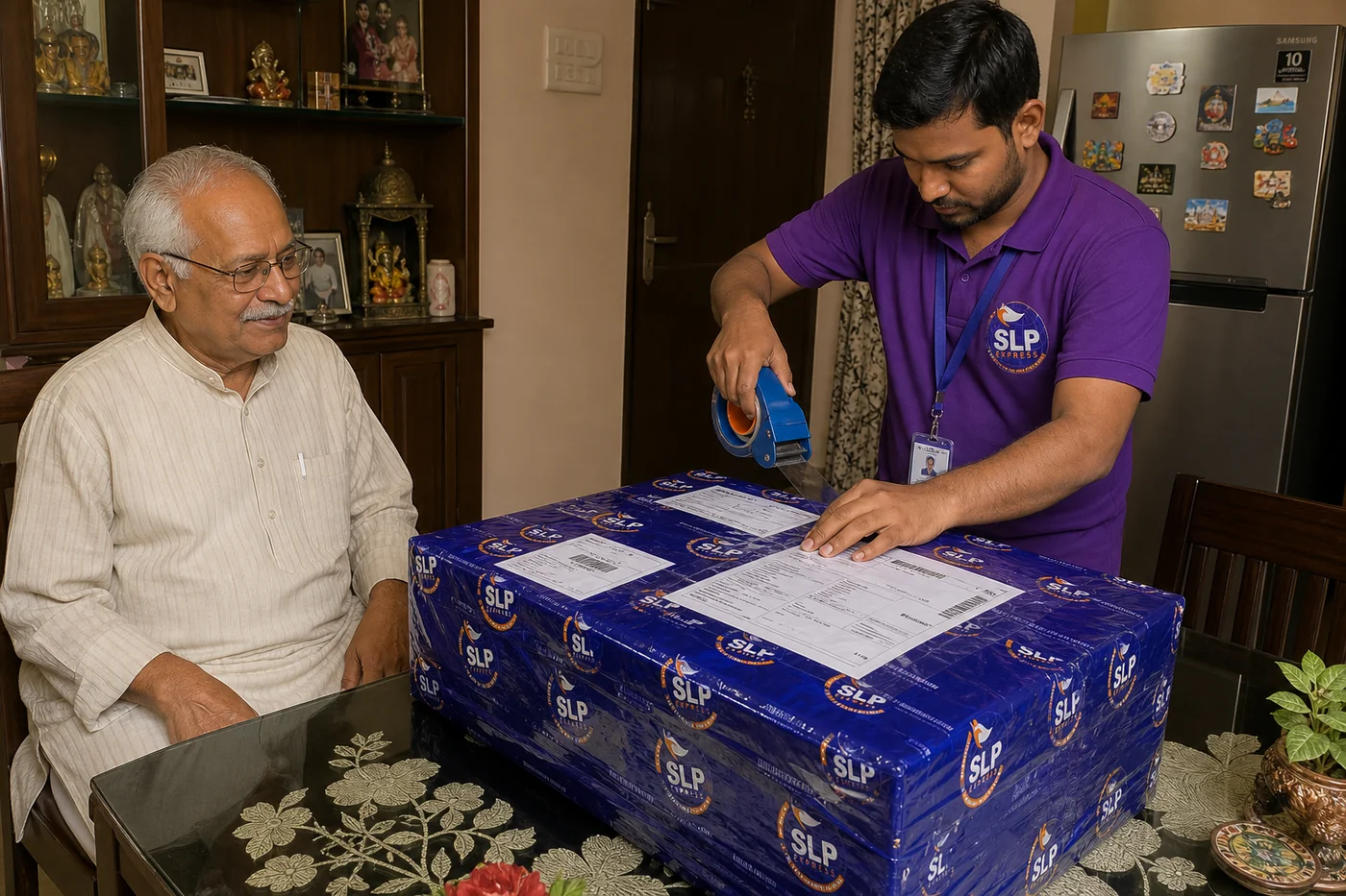 Packed eligible medicine courier parcel prepared in Hyderabad for delivery to Hungary