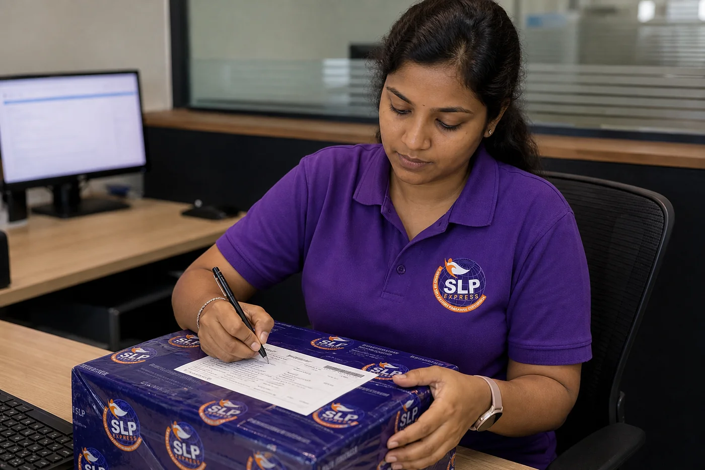 SLP Express packing an international courier parcel in Hyderabad for Vietnam
