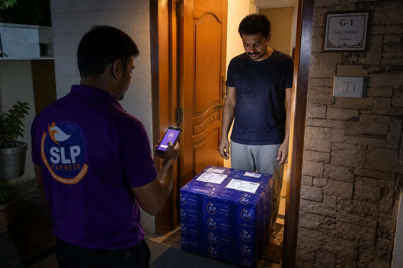 SLP Express collecting an eligible medicine courier parcel in Hyderabad for Greece