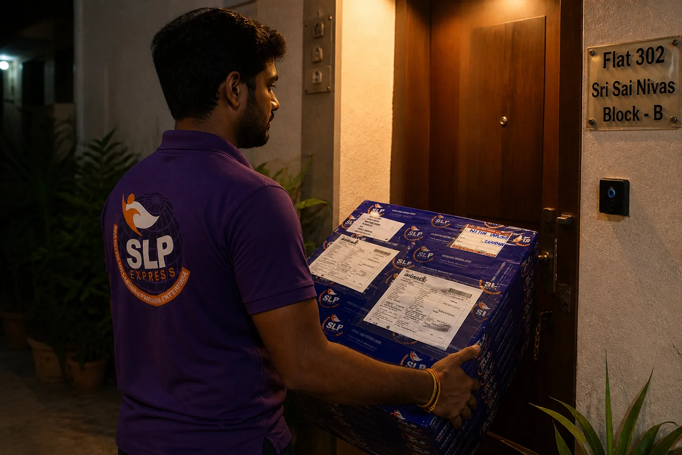 SLP Express collecting an eligible medicine courier parcel in Hyderabad for Norway