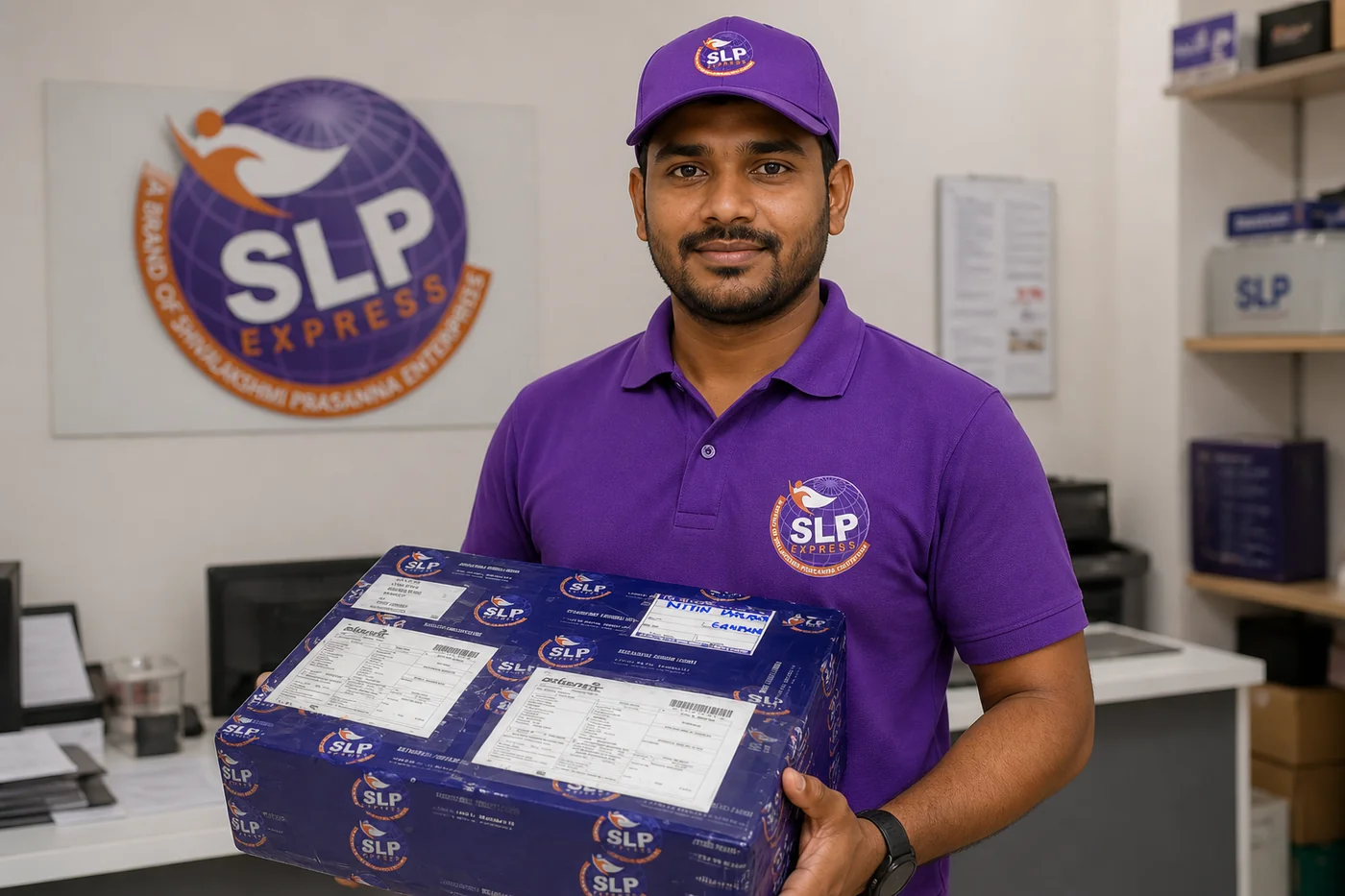 Packed international courier parcel prepared in Hyderabad for delivery to Germany