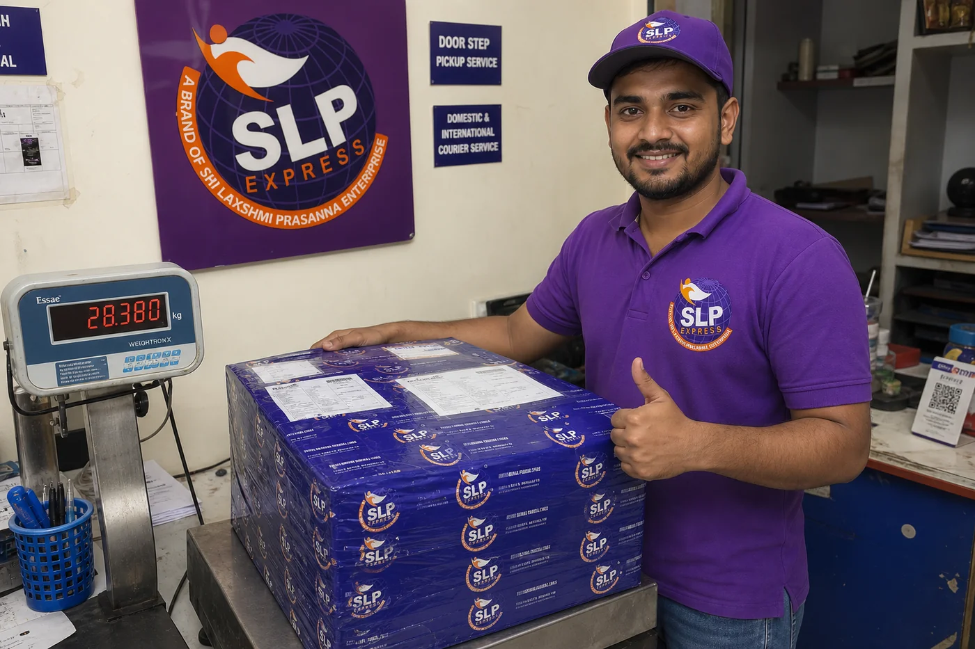 Packed international courier parcel prepared in Hyderabad for delivery to Austria
