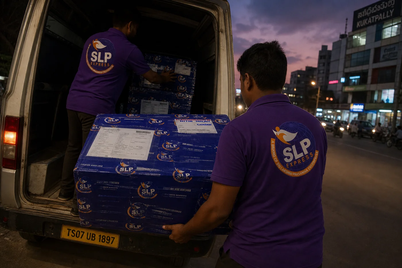 SLP Express collecting an international courier parcel in Hyderabad for Finland