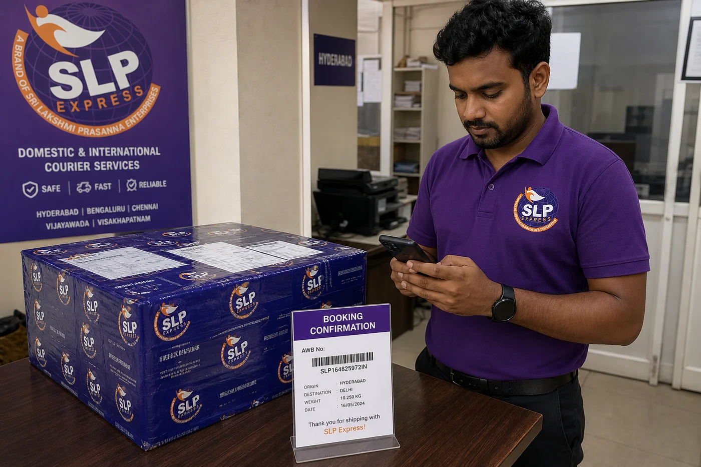 SLP Express shipment and tracking support for an eligible medicine courier parcel to Finland