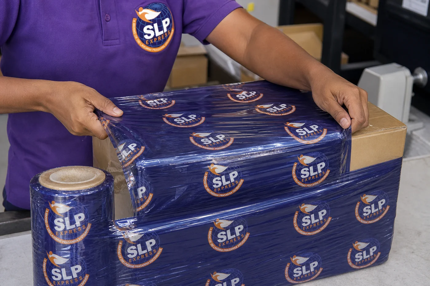 SLP Express packing an international courier parcel in Hyderabad for Finland